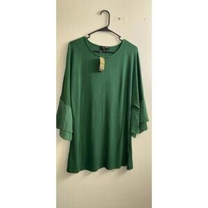 Suzanne‎ Betro Hunter Green Ruffle Tunic Large
